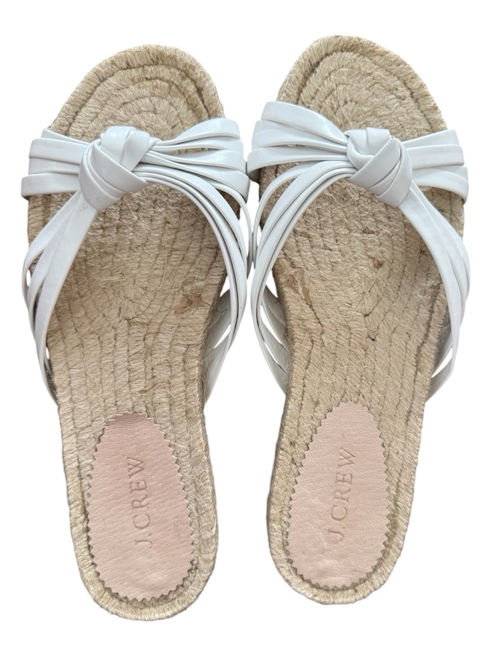 J. Crew White Knotted Spain Espadrille Slides-new!
